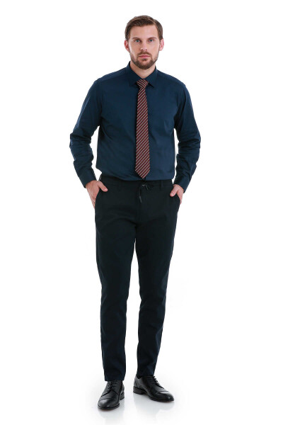 Lacivert Dinamik Fit Düz Yandan Cepli Jogger Pantolon - 2