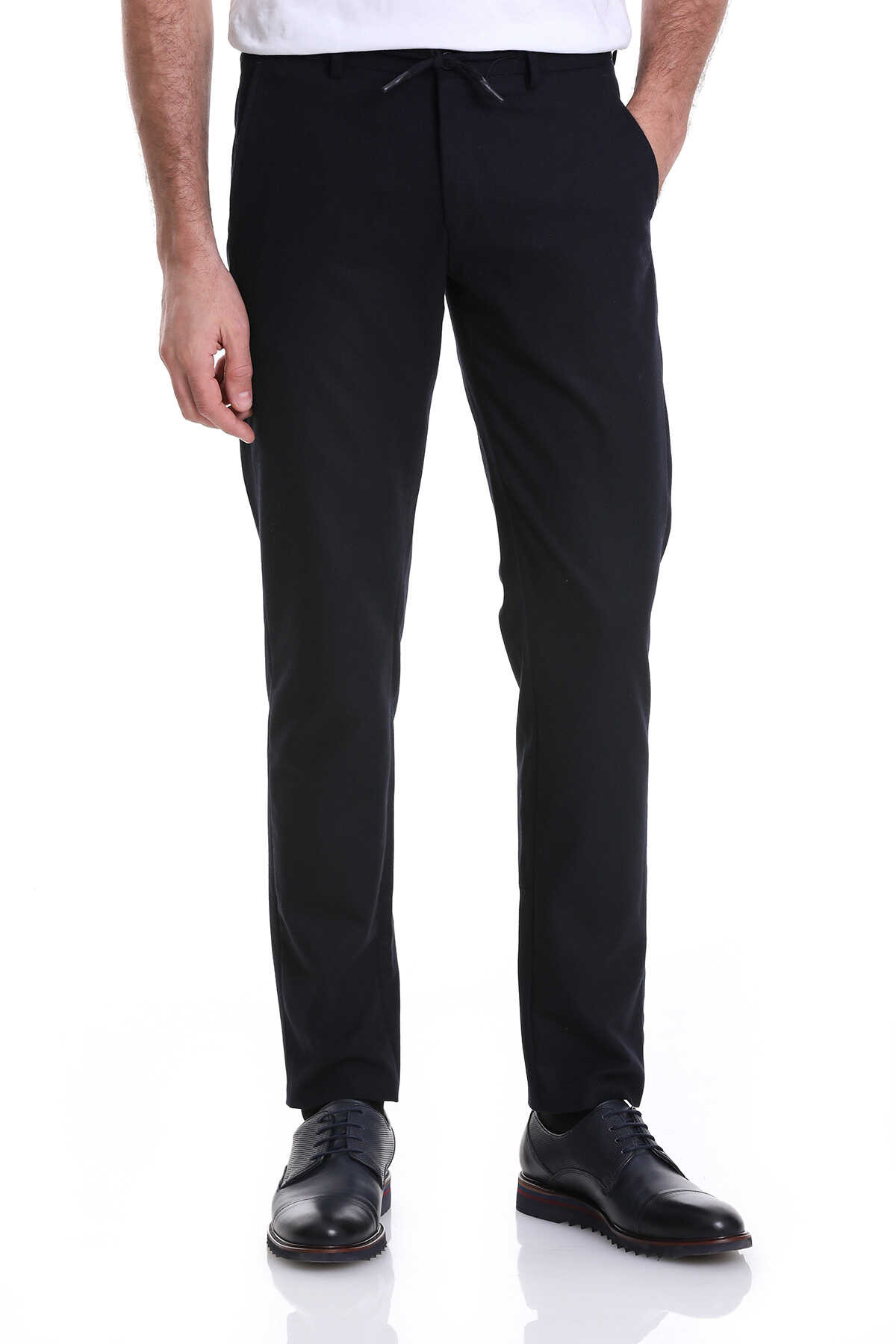 Lacivert Dinamik Fit Düz Yandan Cepli Jogger Pantolon - 1