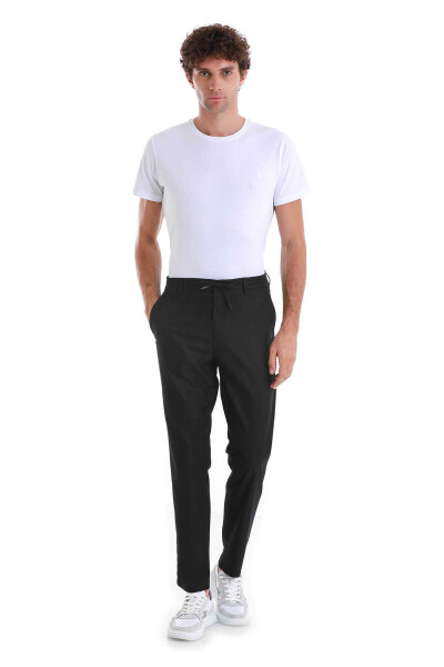 Lacivert Dinamik Fit Düz Yandan Cepli Pamuklu Jogger Pantolon - 2