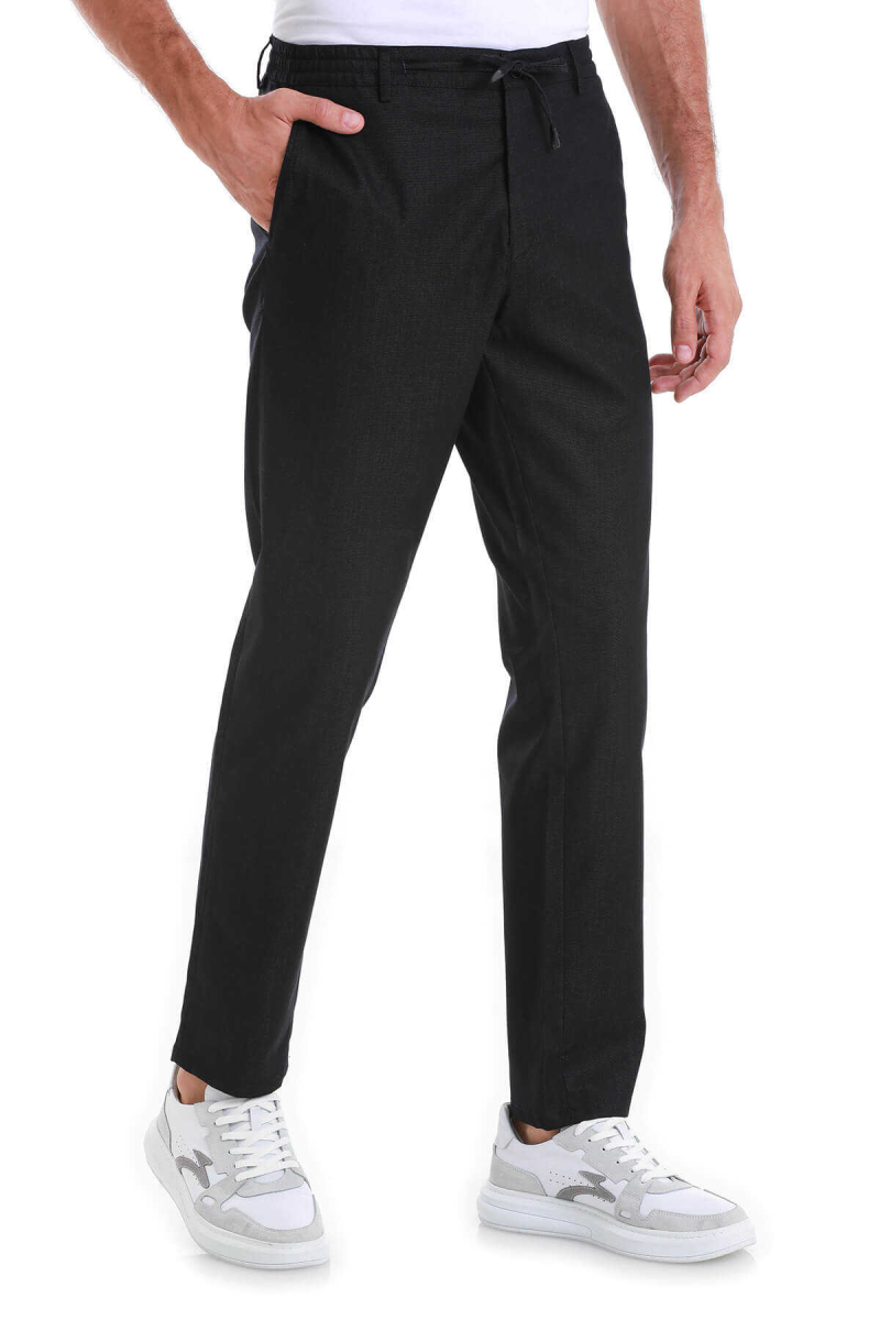 Lacivert Dinamik Fit Düz Yandan Cepli Pamuklu Jogger Pantolon - HATEM SAYKI (1)