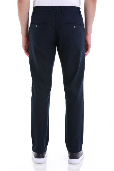 Lacivert Dinamik Fit Yandan Cepli Pamuklu Kanvas Pantolon - 5