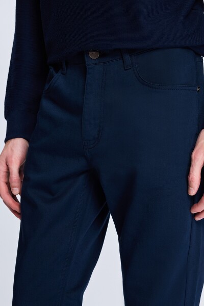 Lacivert Dinamik Fit Pamuklu 5 Cep Kanvas Pantolon - 3