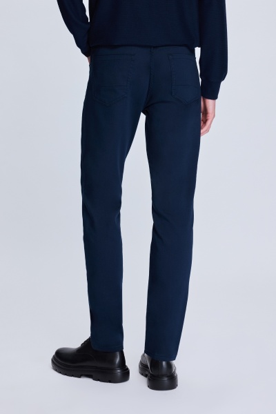 Lacivert Dinamik Fit Pamuklu 5 Cep Kanvas Pantolon - 4