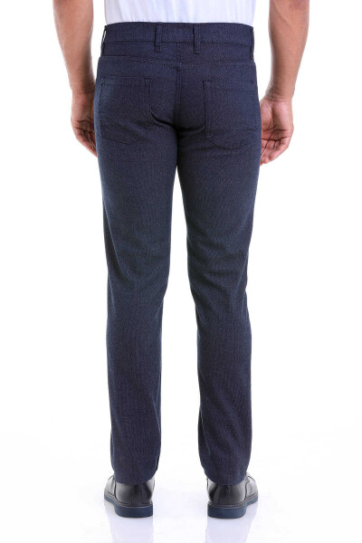 Lacivert Slim Fit Desenli Pamuklu 5 Cep Kanvas Pantolon - Thumbnail