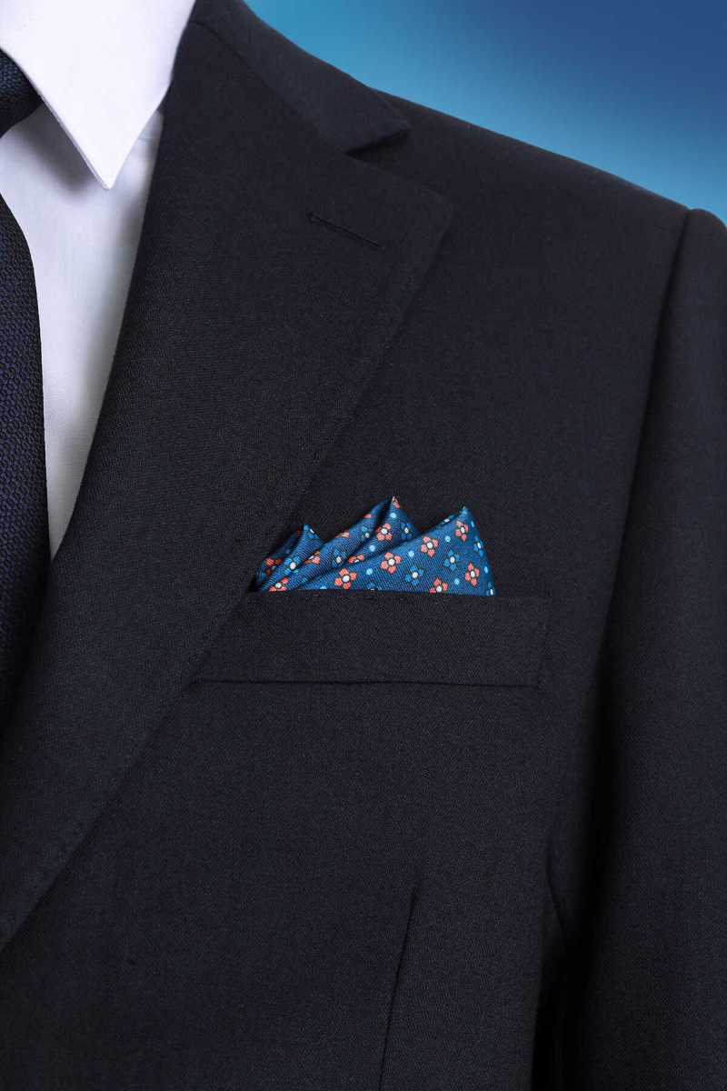 Lacivert Klasik Saten Cep Mendili - Hatem Saykı