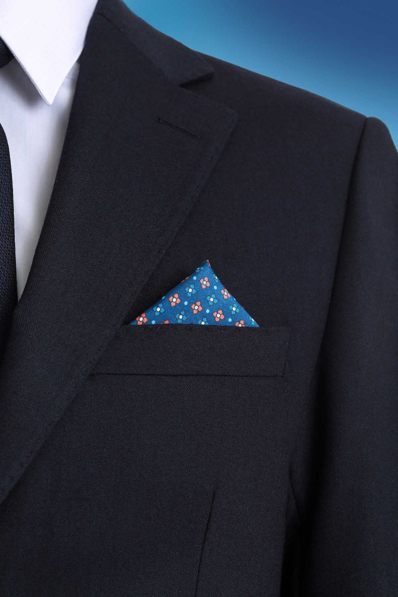 Lacivert Klasik Saten Cep Mendili - Hatem Saykı (1)