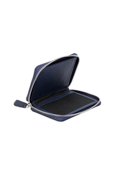Lacivert Floter 100% Deri Fermuarlı Cüzdan - 3