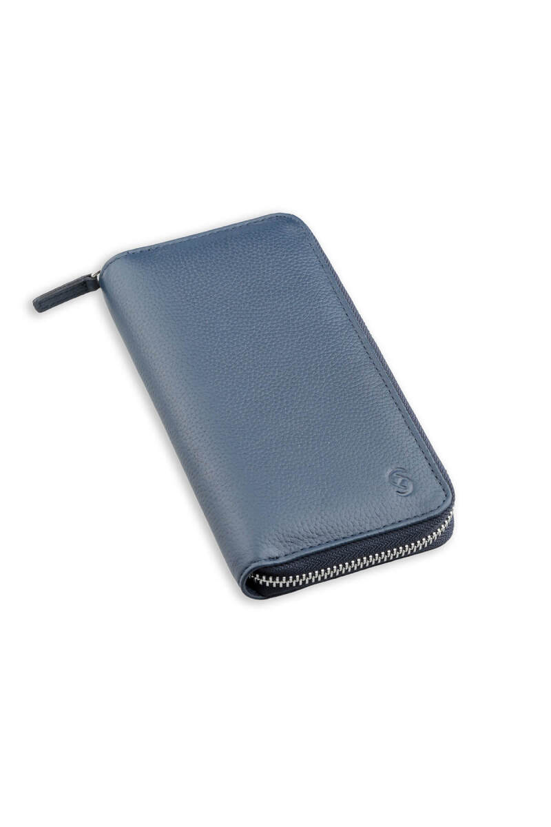 Lacivert Floter 100% Hakiki Deri Cüzdan - Saykı