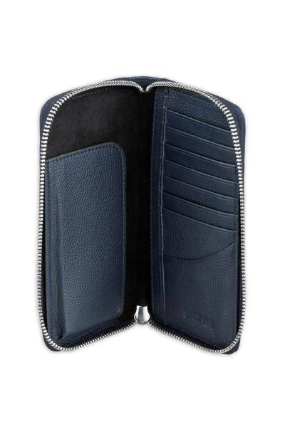 Lacivert Floter 100% Hakiki Deri Cüzdan - 3