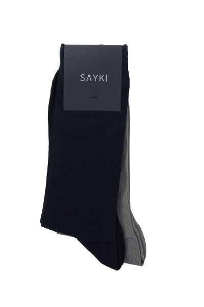 Lacivert - Gri İkili Soket Çorap - 1