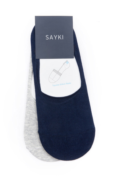 Lacivert Basic Pamuklu İkili Dikişsiz Babet Çorap - 2