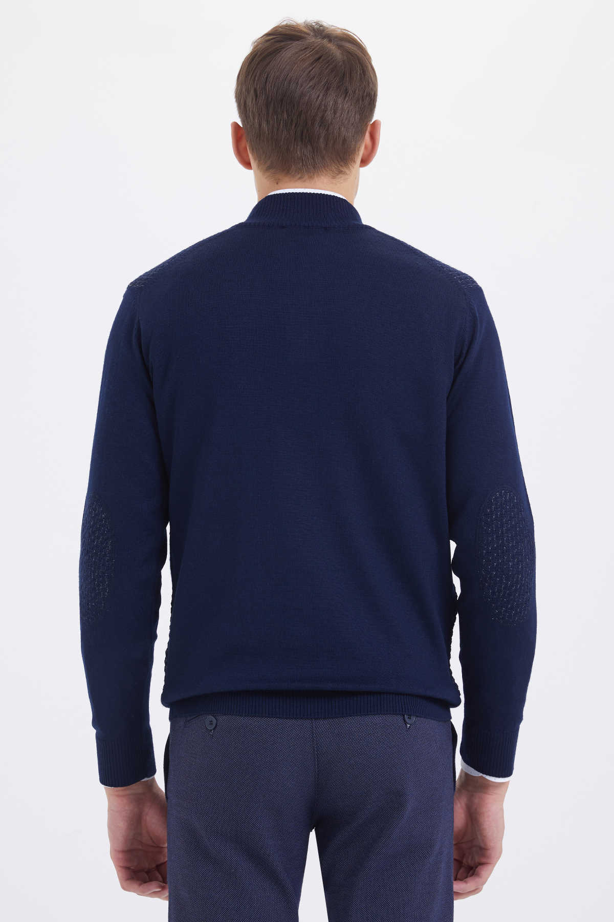 Lacivert - Gri Balıkçı Yaka Triko - 4