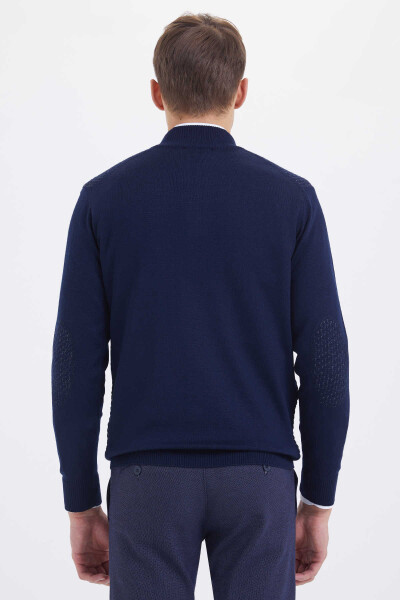 Lacivert - Gri Balıkçı Yaka Triko - 4