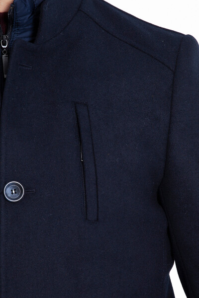 Lacivert Hakim Yaka Yünlü Palto - 4