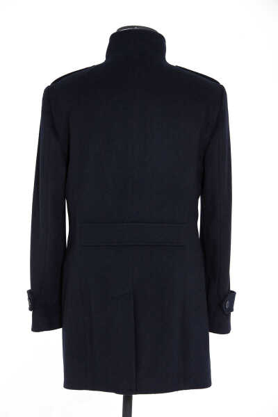 Lacivert Hakim Yaka Yünlü Palto - 6