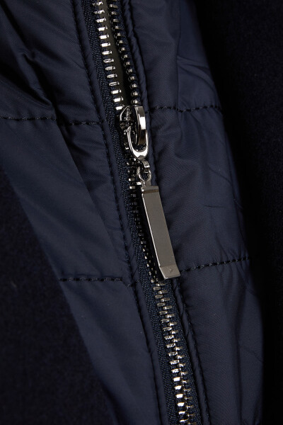 Lacivert Hakim Yaka Yünlü Palto - 3