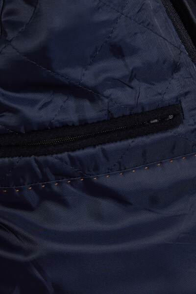 Lacivert Hakim Yaka Yünlü Palto - 4