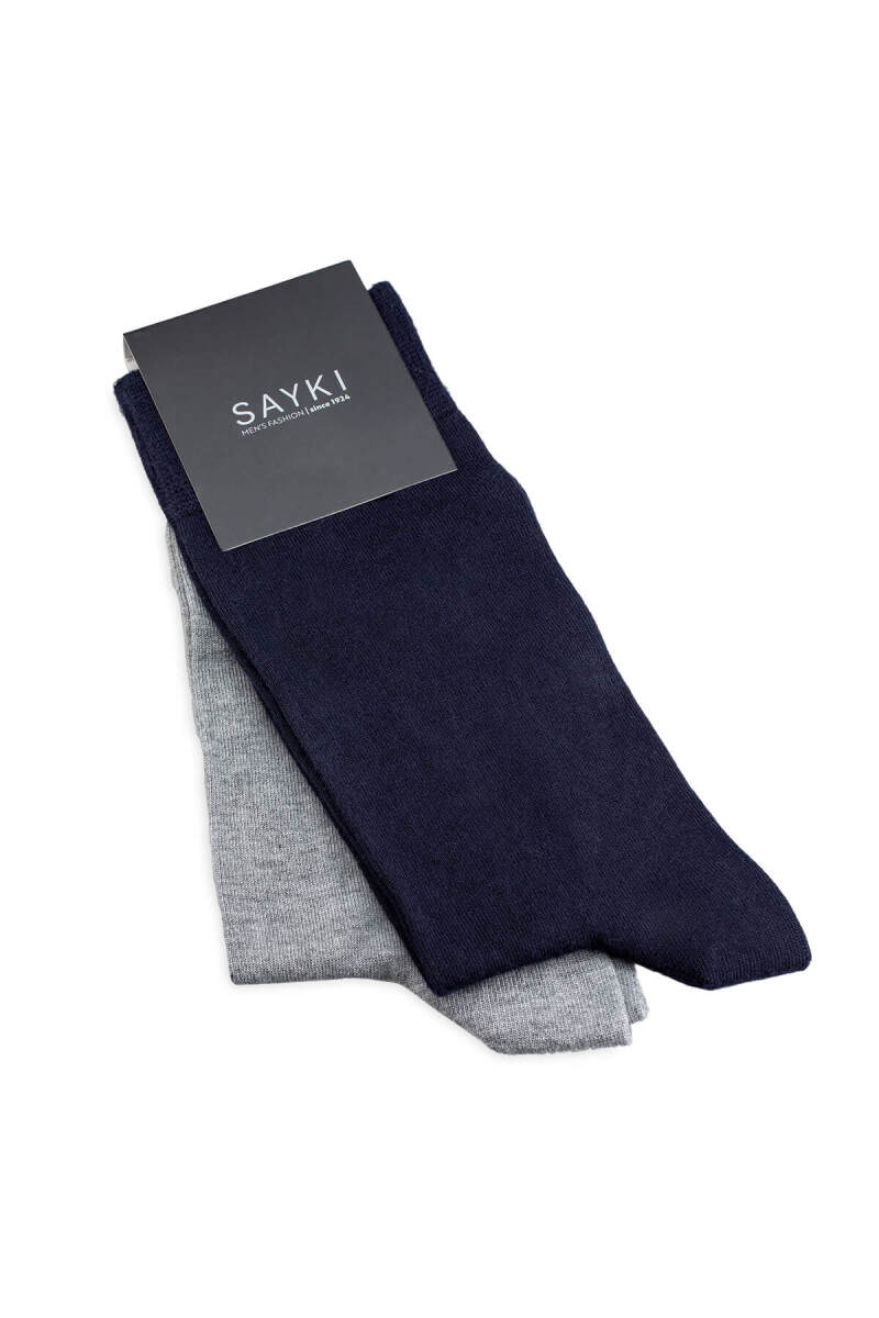 Lacivert İkili Bambu Soket Çorap - Saykı