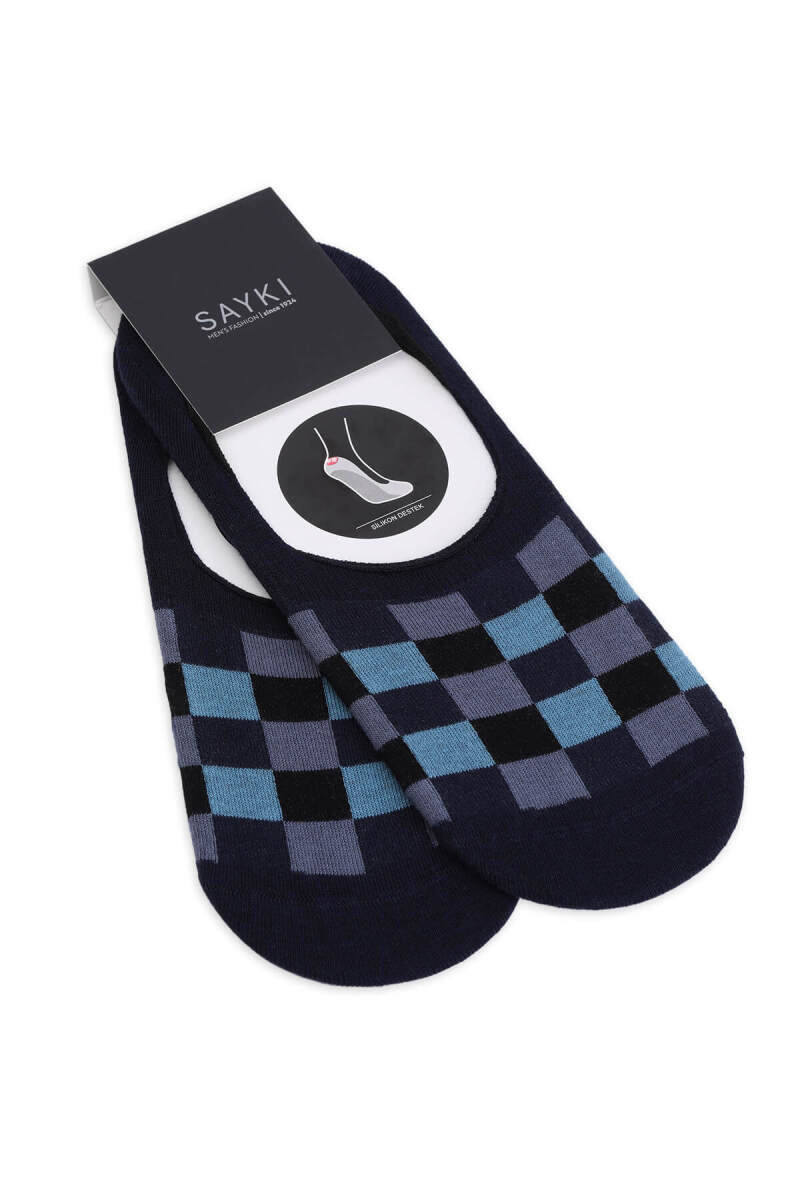 Lacivert İkili Pamuklu Kareli Babet Çorap - HATEM SAYKI