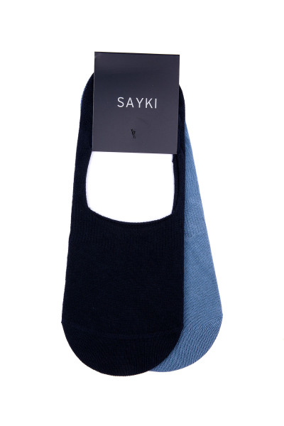 Lacivert Basic Pamuklu İkili Dikişsiz Babet Çorap - 2