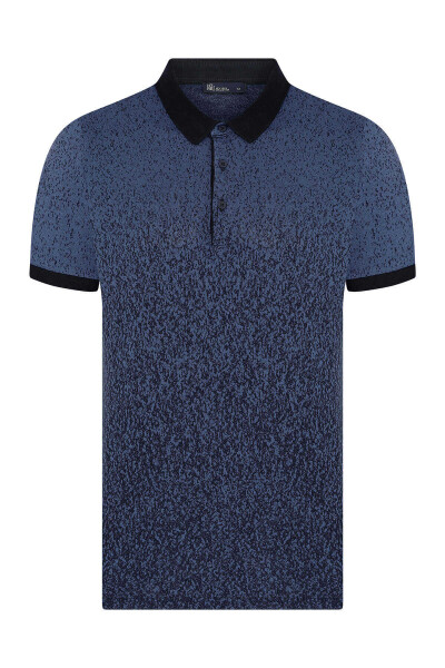 Lacivert Baskılı Polo Yaka Tişört - 1