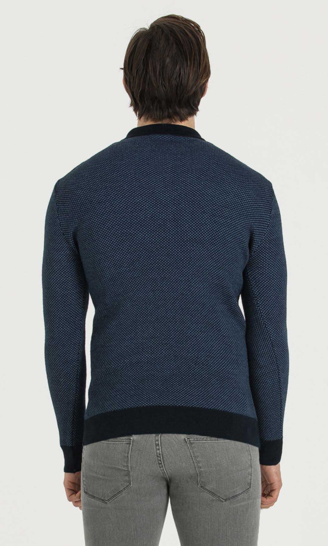 Lacivert-İndigo Polo Yaka Triko - 5