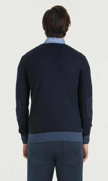 Lacivert-İndigo V Yaka Triko - 5