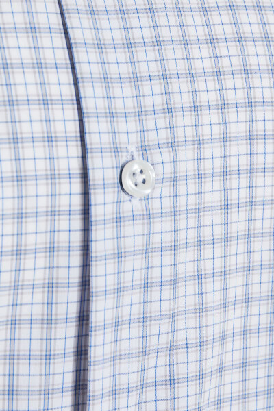 Lacivert Kareli Klasik Kısa Kol Gömlek - 3