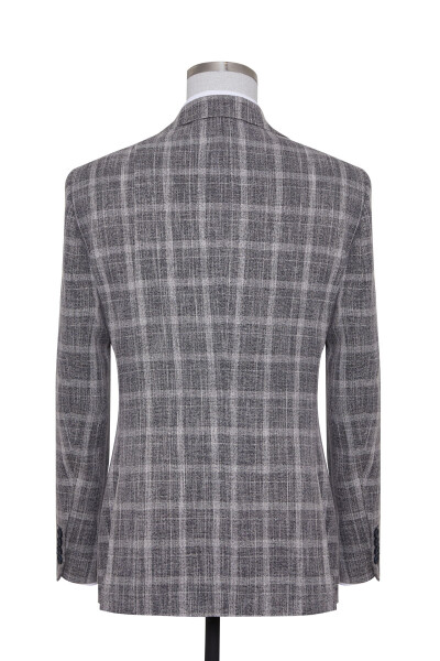 Lacivert Slim Fit Kareli Ceket - 2