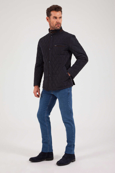 Lacivert Kapitone Mont - 2