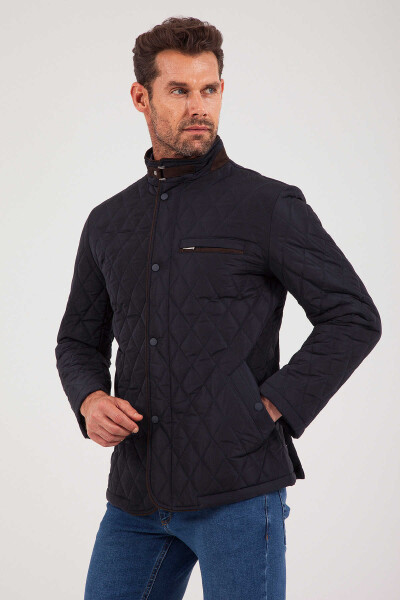 Lacivert Kapitone Mont - 3