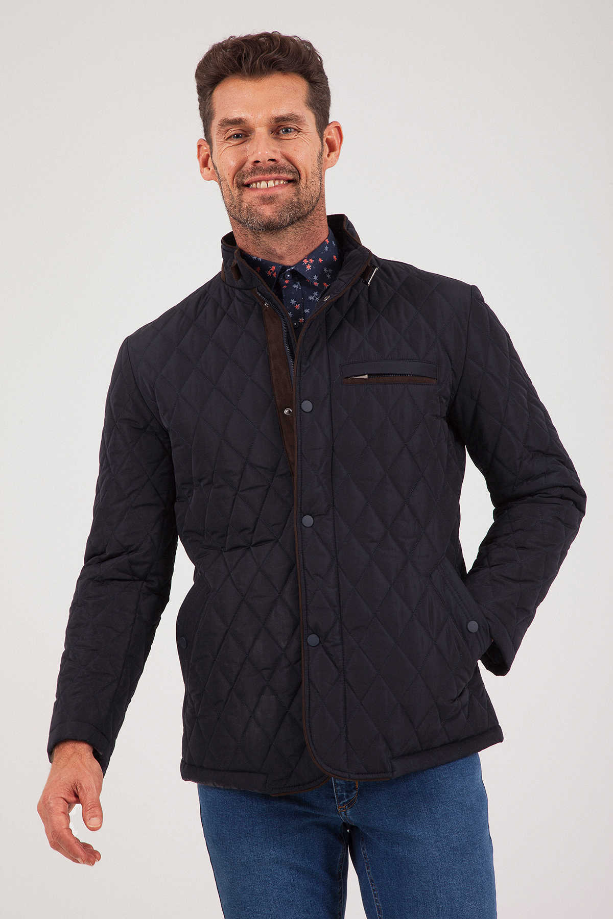 Lacivert Kapitone Mont - 4