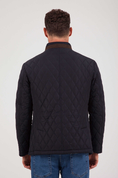 Lacivert Kapitone Mont - 6