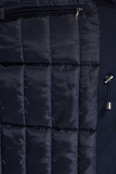 Lacivert Boeno Kapüşonlu Hakim Yaka Kaban - 11