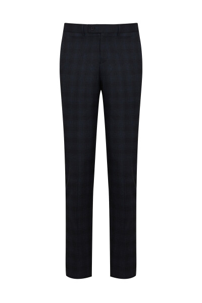 Lacivert Kareli Slim Fit Kumaş Pantolon - 2