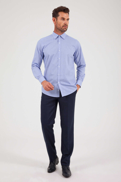 Lacivert Kareli Uzun Kol Gömlek - 2