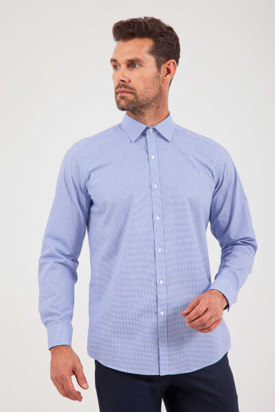 Lacivert Kareli Uzun Kol Gömlek - 3