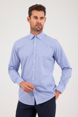 Lacivert Kareli Uzun Kol Gömlek - 6