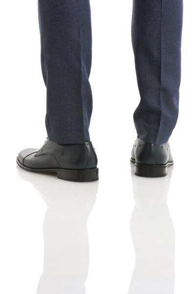 Lacivert Klasik Bağcıklı Deri Ayakkabı - 5