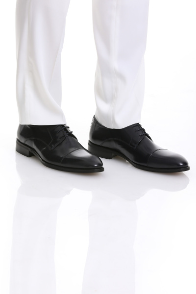 Lacivert Klasik Bağcıklı Deri Ayakkabı - 3