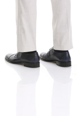 Lacivert Klasik Bağcıklı Deri Ayakkabı - Thumbnail