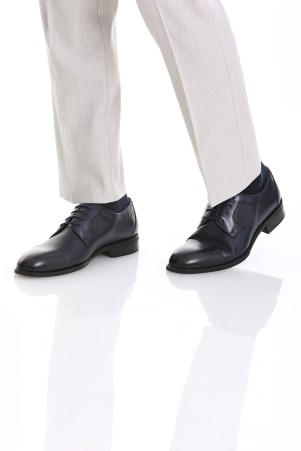 Lacivert Klasik Bağcıklı Deri Ayakkabı - Thumbnail