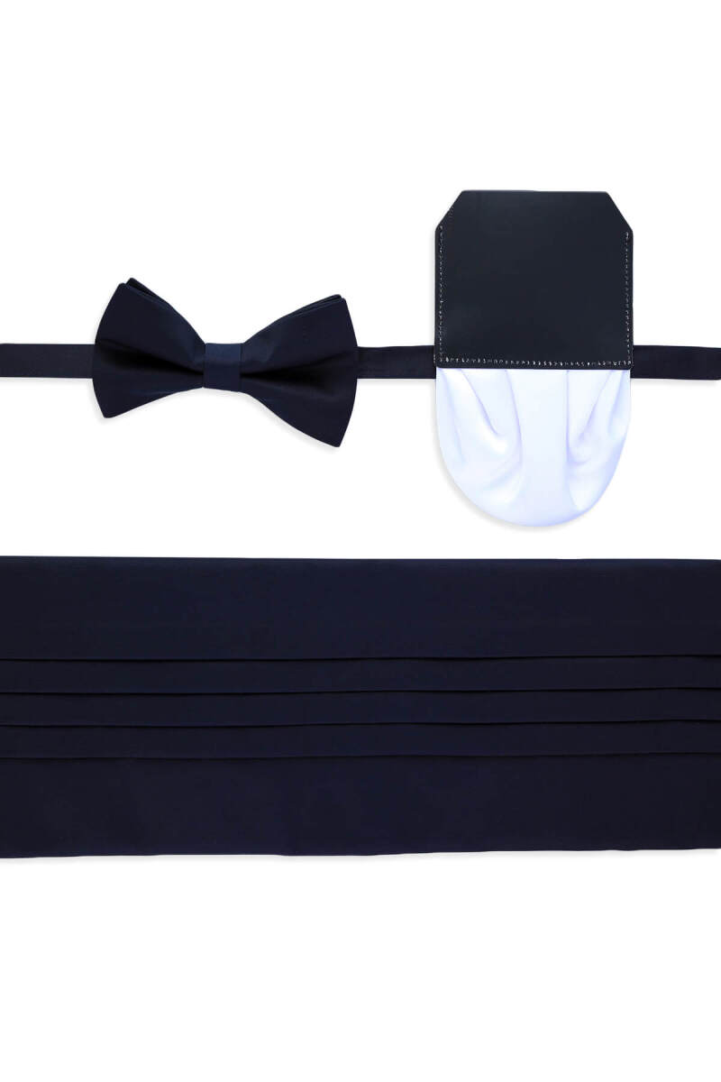 Lacivert Kuşak Papyon Mendil Set - Hatem Saykı