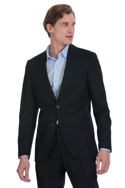 Lacivert Muscle Fit Mono Yaka Klasik Takım Elbise - 4