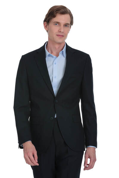 Lacivert Muscle Fit Mono Yaka Klasik Takım Elbise - 5