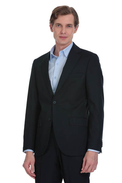 Lacivert Muscle Fit Mono Yaka Klasik Takım Elbise - 6