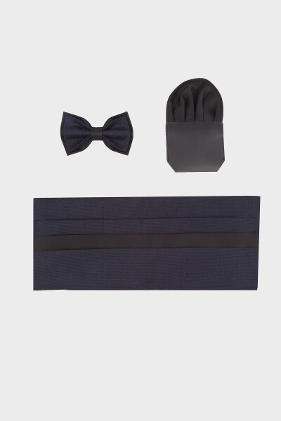Lacivert Papyon Kuşak Mendil Seti - 1