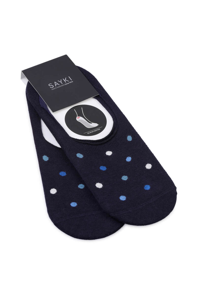 Lacivert Puantiyeli Pamuklu İkili Babet Çorap - HATEM SAYKI