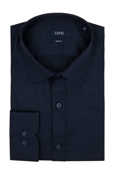 Lacivert Basic Slim Fit Gömlek 
