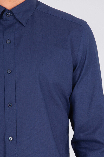 Lacivert Slim Fit 100% Pamuk Uzun Kol Oxford Gömlek - 5